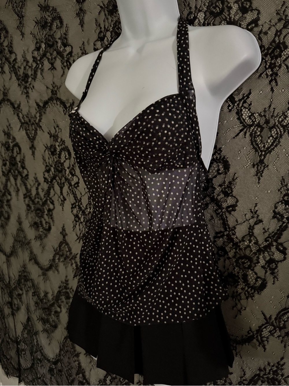 Rare! Victoria’s Secret polka dot halter top with flower decal S - Picture 3 of 6
